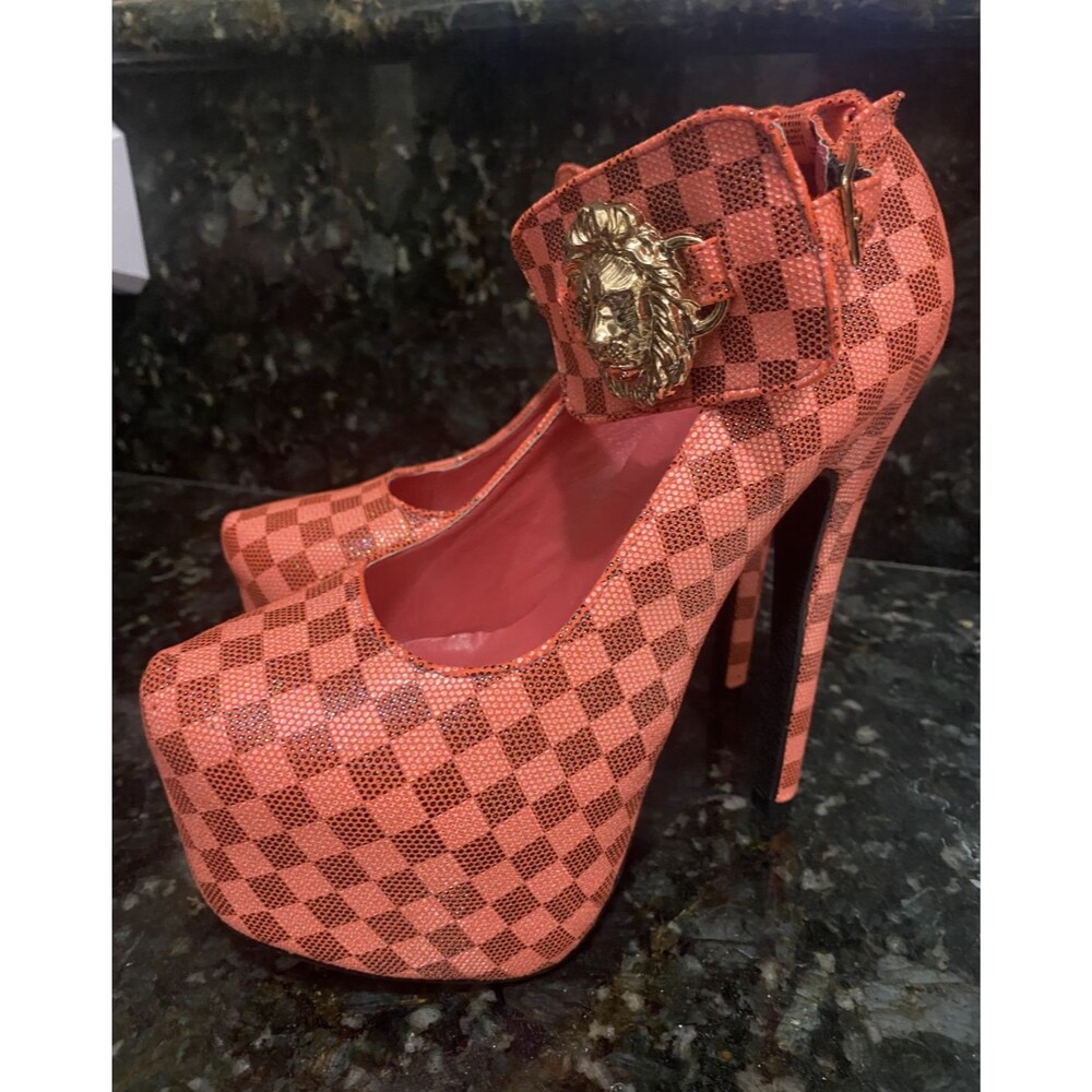 AMI CLUBWEAR CHECKERED SUMMER MARY JANE PLATFORM HOT GIRL STILETTOS - SIZE 7